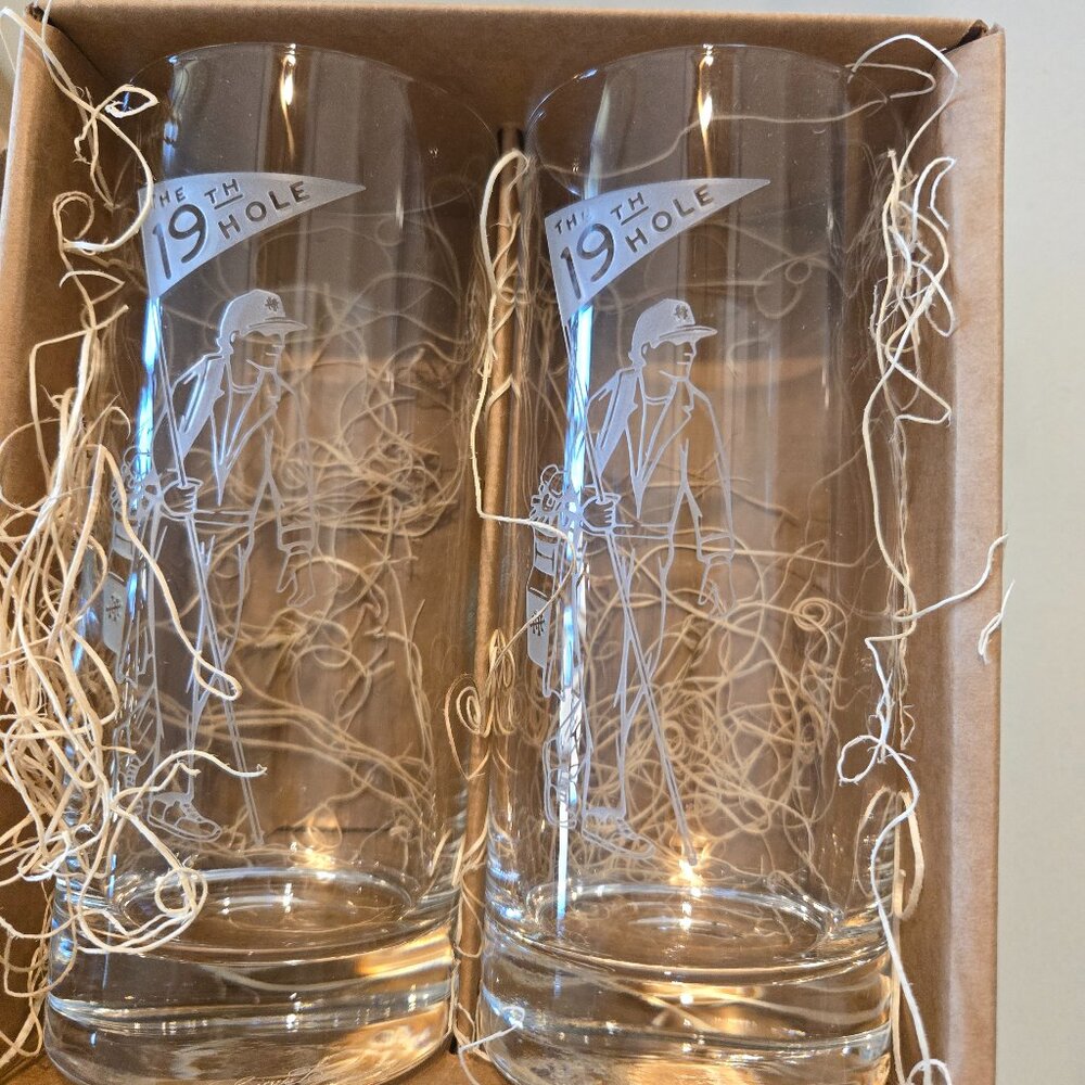 J. Earl & Sons "the 19th hole" Highballs Set of 2  NIB $95